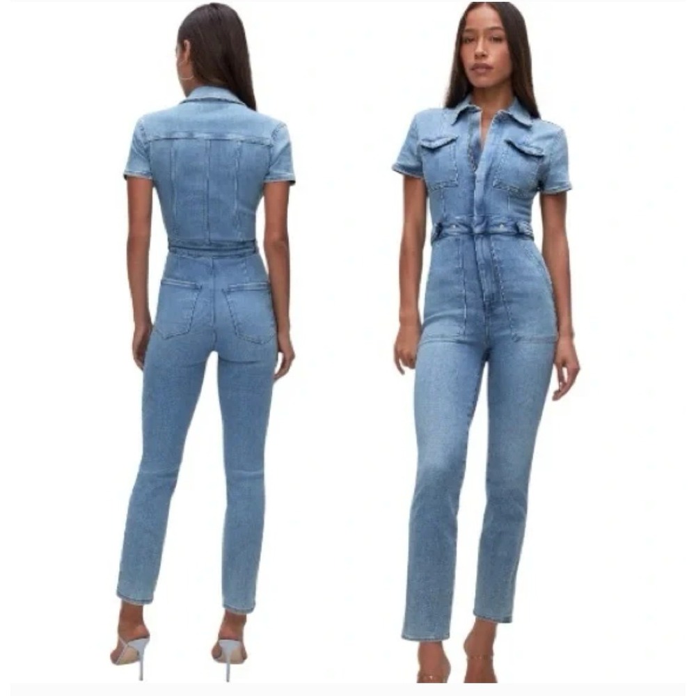 Good American Fit forβ Success Denim Jumpsuit Size 3 (L)